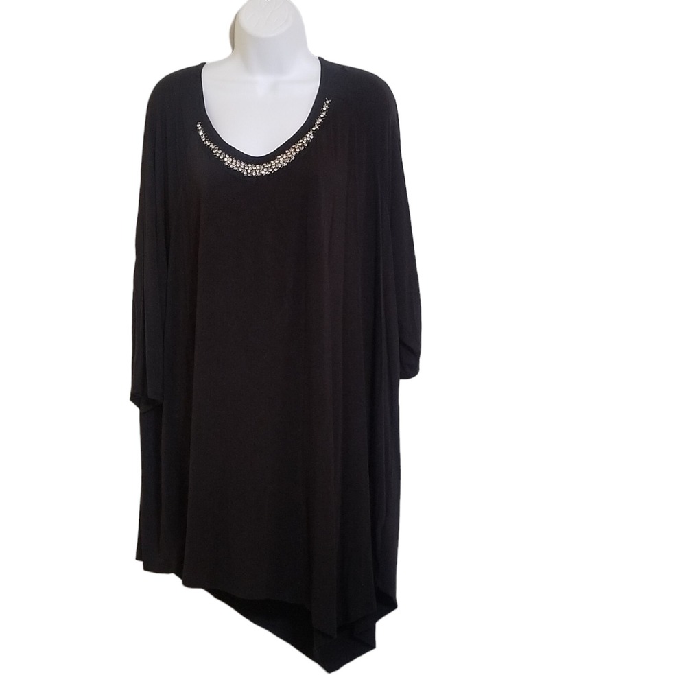Jaclyn Smith Top Blouse Womens 3XL Tunic 3/4 Sleeve Embellished  Pullover Shirt